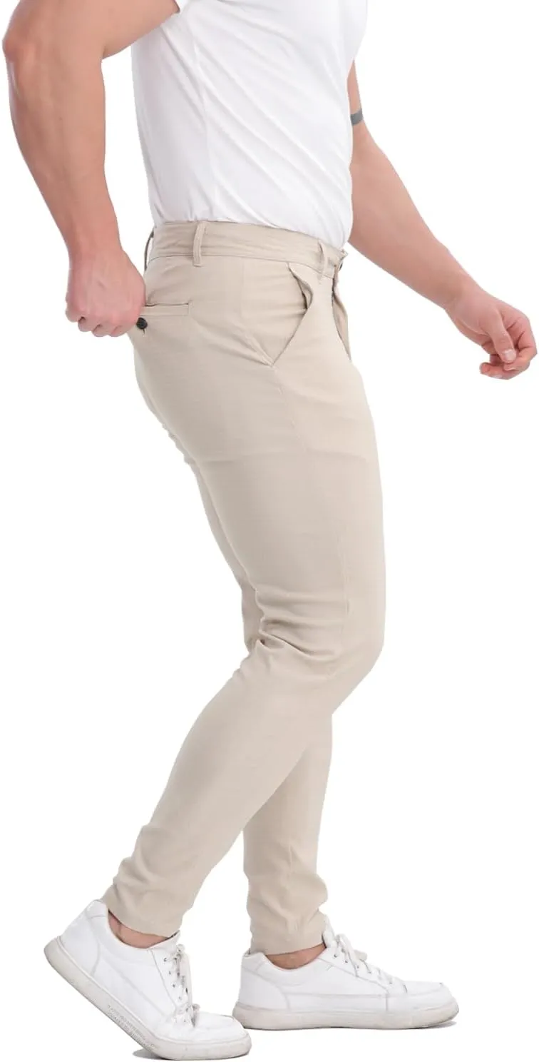 ALLELMS Mens Chinos Slim Fit Stretch Flat-Front Skinny Dress Pants