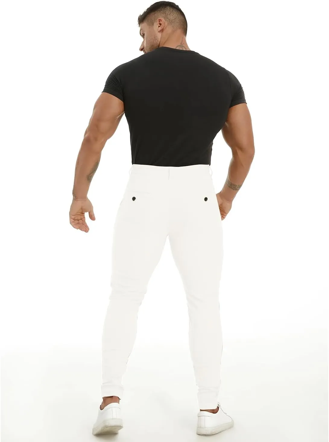 ALLELMS Mens Chinos Slim Fit Stretch Flat-Front Skinny Dress Pants