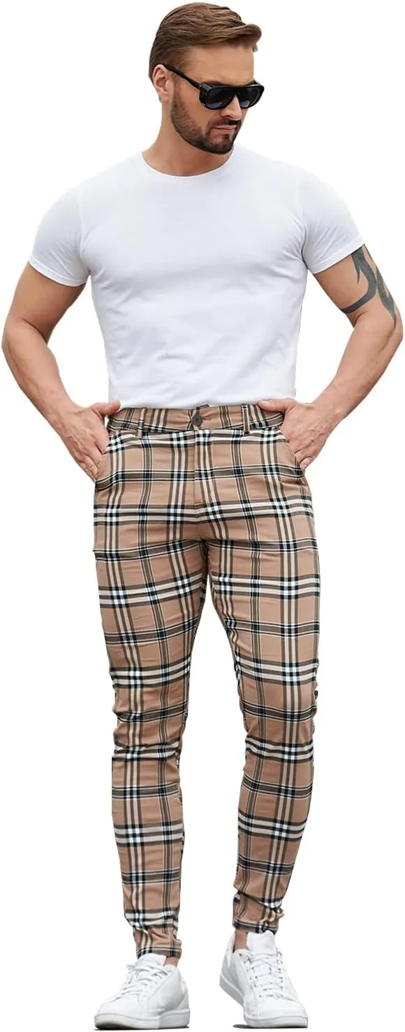 ALLELMS Mens Chinos Slim Fit Stretch Flat-Front Skinny Dress Pants