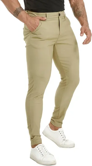ALLELMS Mens Chinos Slim Fit Stretch Flat-Front Skinny Dress Pants