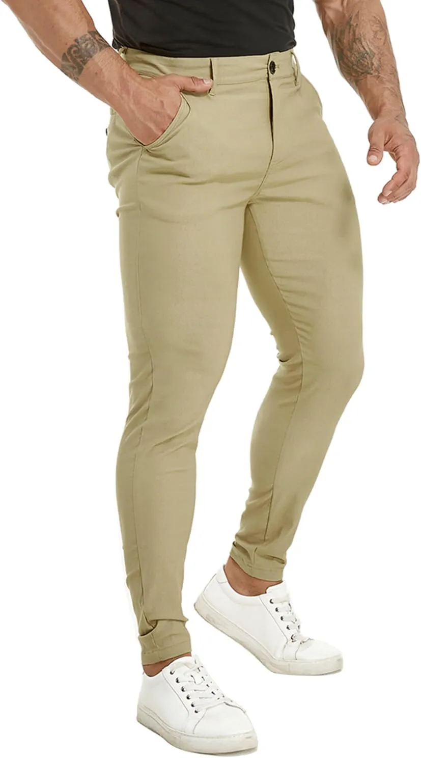 ALLELMS Mens Chinos Slim Fit Stretch Flat-Front Skinny Dress Pants