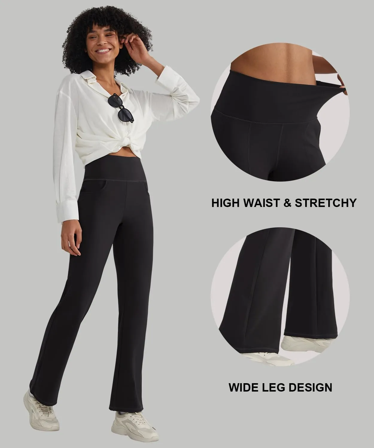 ALONG FIT Flare Leggings with Pocket Bootcut Yoga Pants for Women High Waist Flare Pants Workout Leggings for Yoga GMY Casual