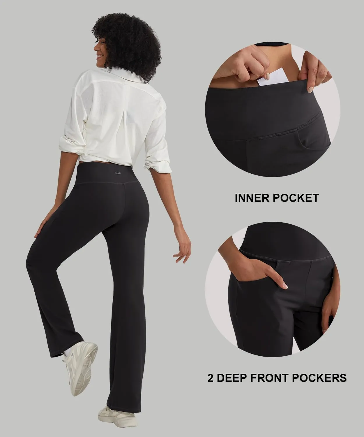 ALONG FIT Flare Leggings with Pocket Bootcut Yoga Pants for Women High Waist Flare Pants Workout Leggings for Yoga GMY Casual