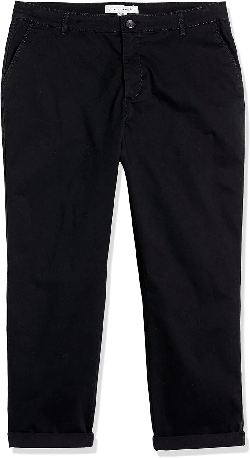Amazon Essentials Women's Mid-Rise Slim-Fit Cropped Tapered Leg Khaki Pant (Available in Plus Size)