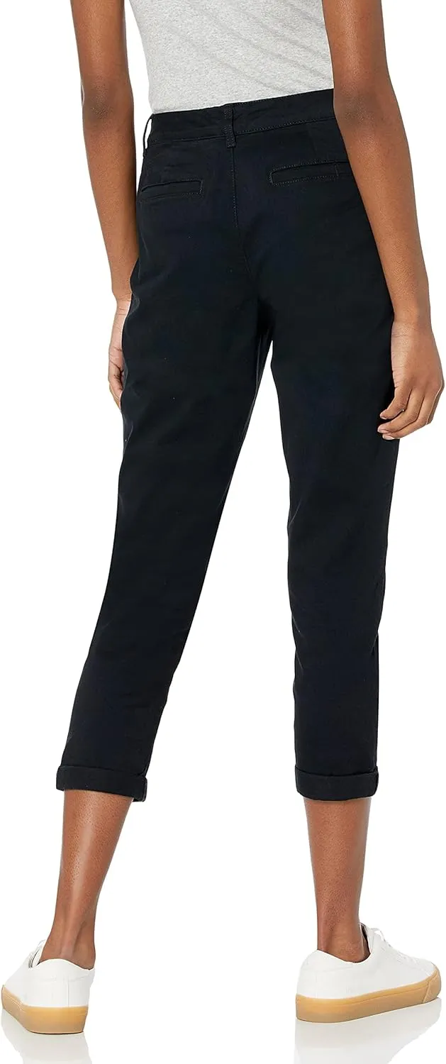 Amazon Essentials Women's Mid-Rise Slim-Fit Cropped Tapered Leg Khaki Pant (Available in Plus Size)