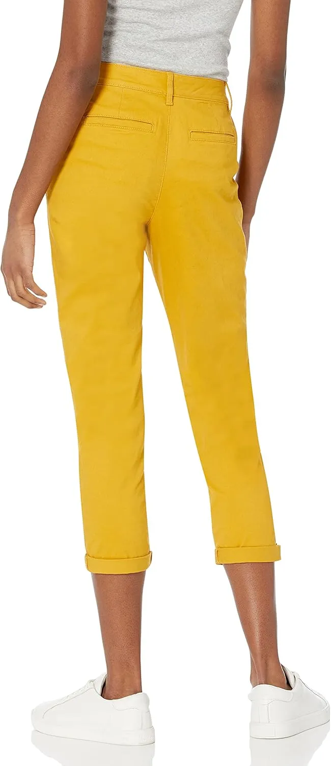 Amazon Essentials Women's Mid-Rise Slim-Fit Cropped Tapered Leg Khaki Pant (Available in Plus Size)