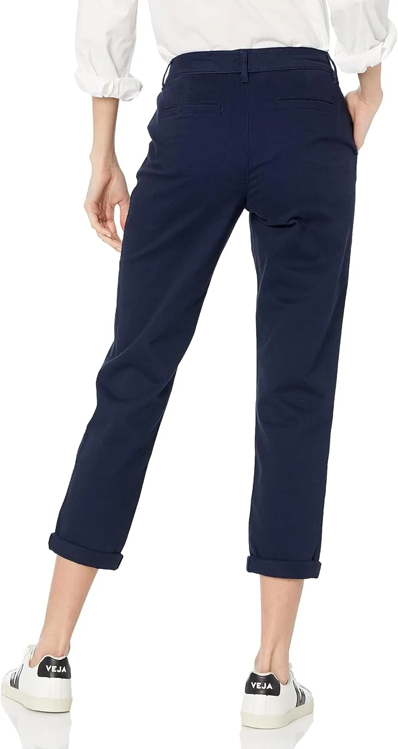 Amazon Essentials Women's Mid-Rise Slim-Fit Cropped Tapered Leg Khaki Pant (Available in Plus Size)