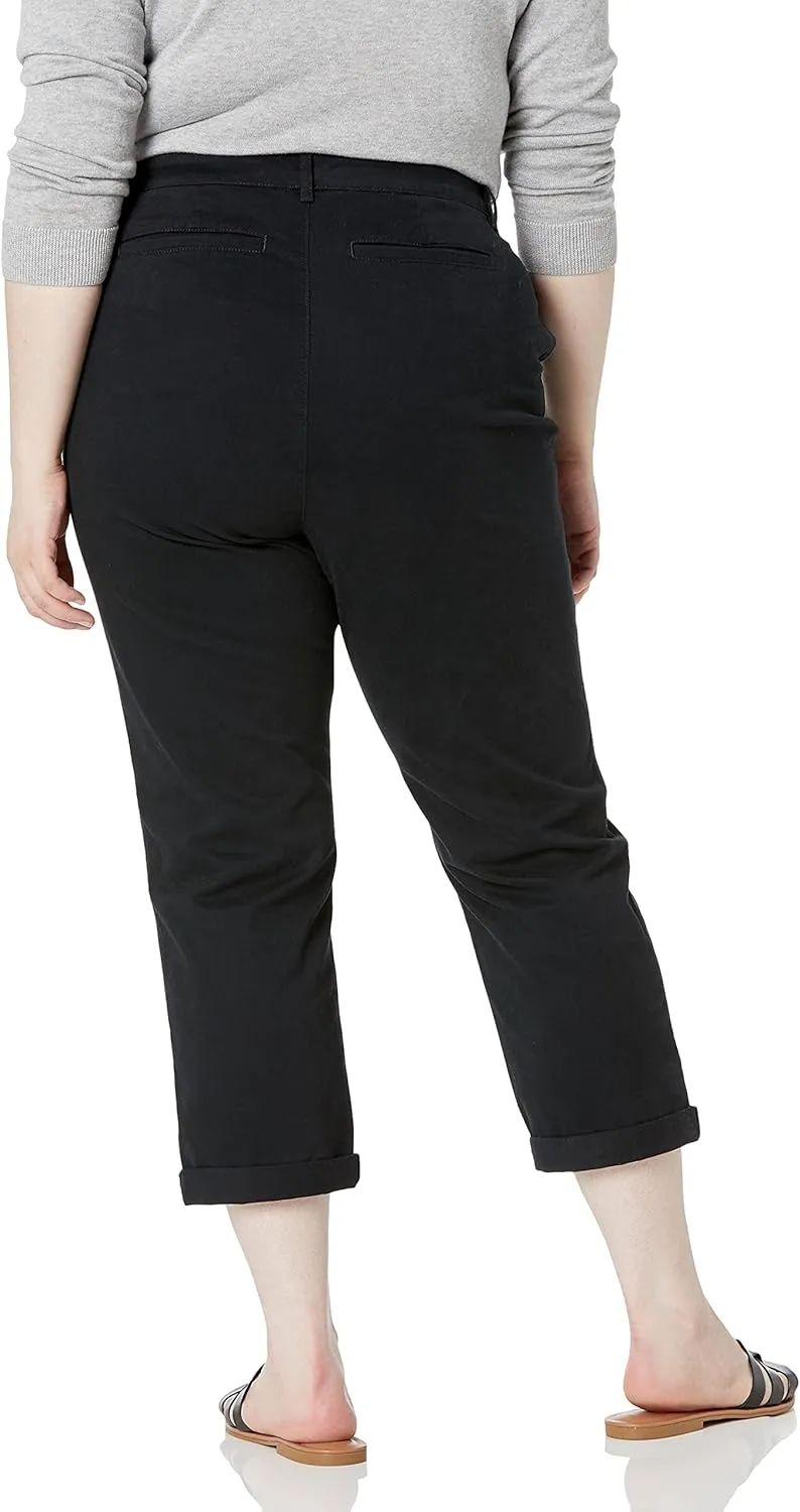 Amazon Essentials Women's Mid-Rise Slim-Fit Cropped Tapered Leg Khaki Pant (Available in Plus Size)
