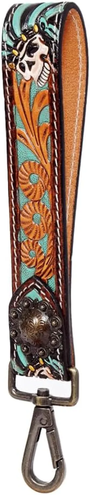American Darling ADWSF111 Hand Tooled Genuine Leather Handle Strap For Wristlet Bags, 1.25 X 15