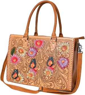 American Darling Genuine Leather Western Women's Hand Tooled Briefcase | Cute Laptop Briefcase