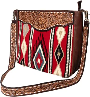 American Darling Messenger Hand Tooled Saddle Blanket Genuine Leather women bag western handbag purse