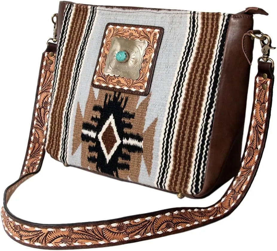 American Darling Messenger Saddle Blanket Genuine Leather Women Bag Western Handbag Purse