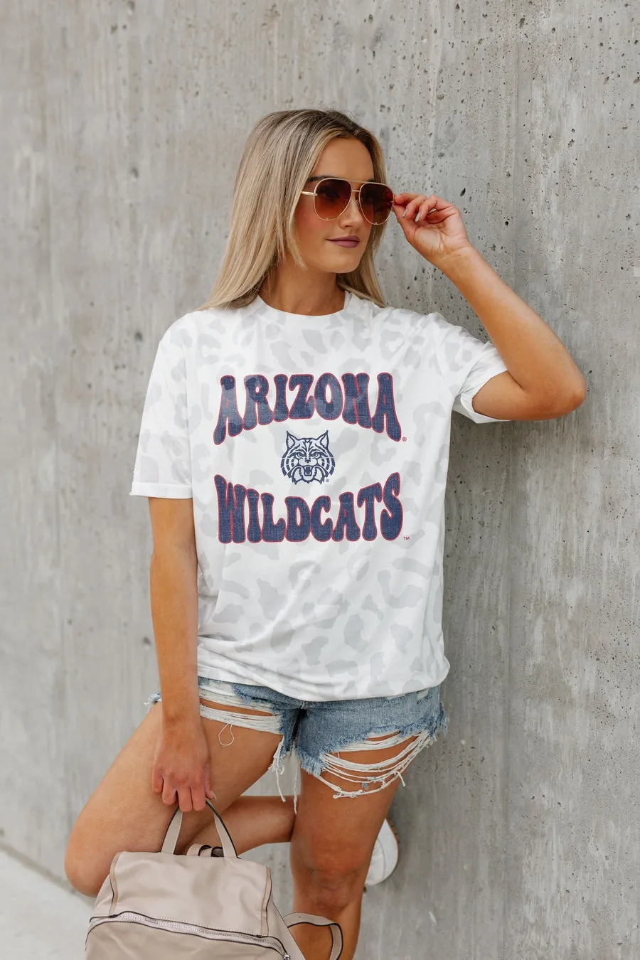 ARIZONA WILDCATS CRUSHING VICTORY SUBTLE LEOPARD PRINT TEE