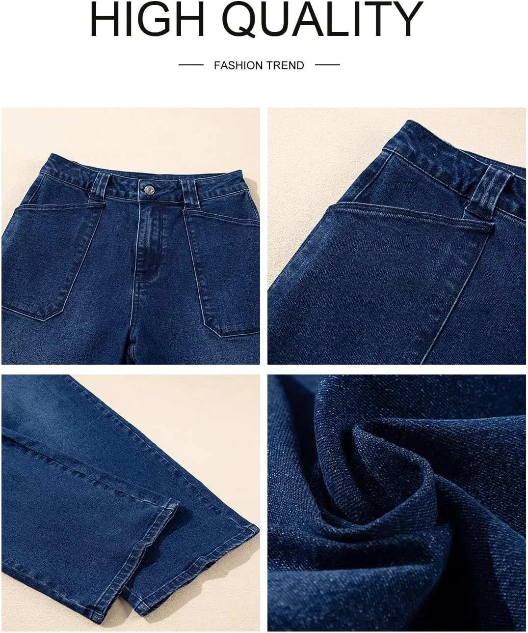 Astylish Womens High Waisted Straight Leg Jeans Stretchy Wide Leg Jeans Trendy Denim Pants