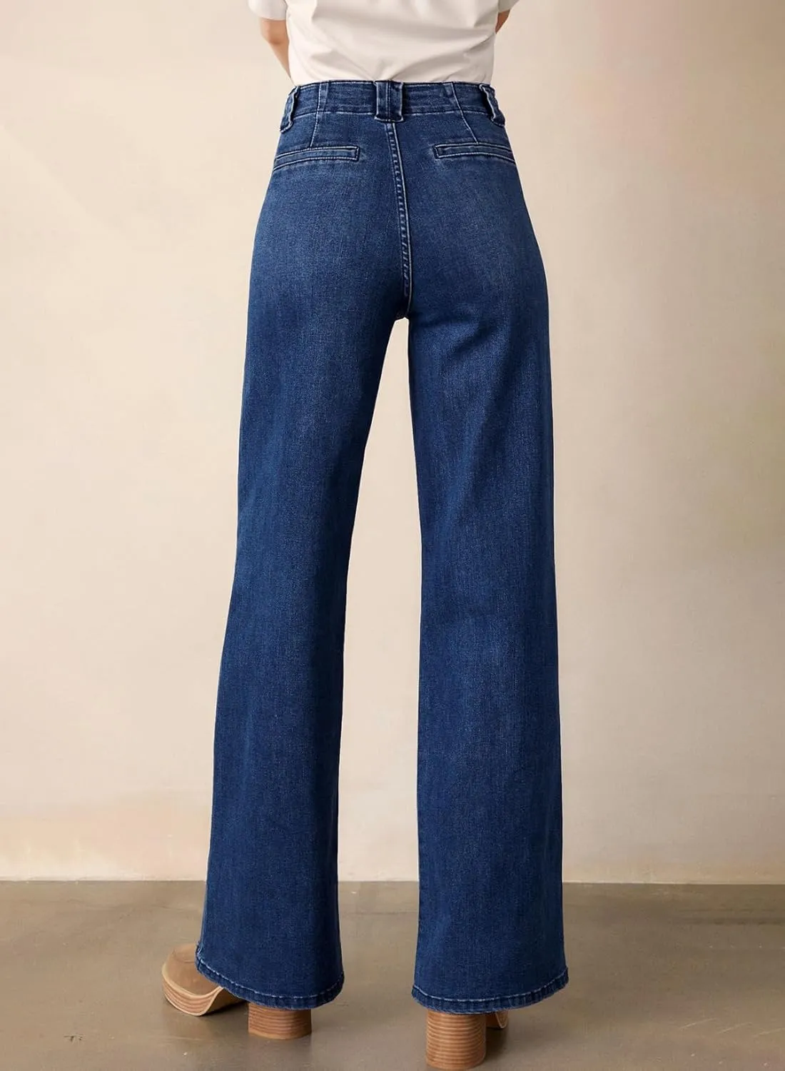 Astylish Womens High Waisted Straight Leg Jeans Stretchy Wide Leg Jeans Trendy Denim Pants