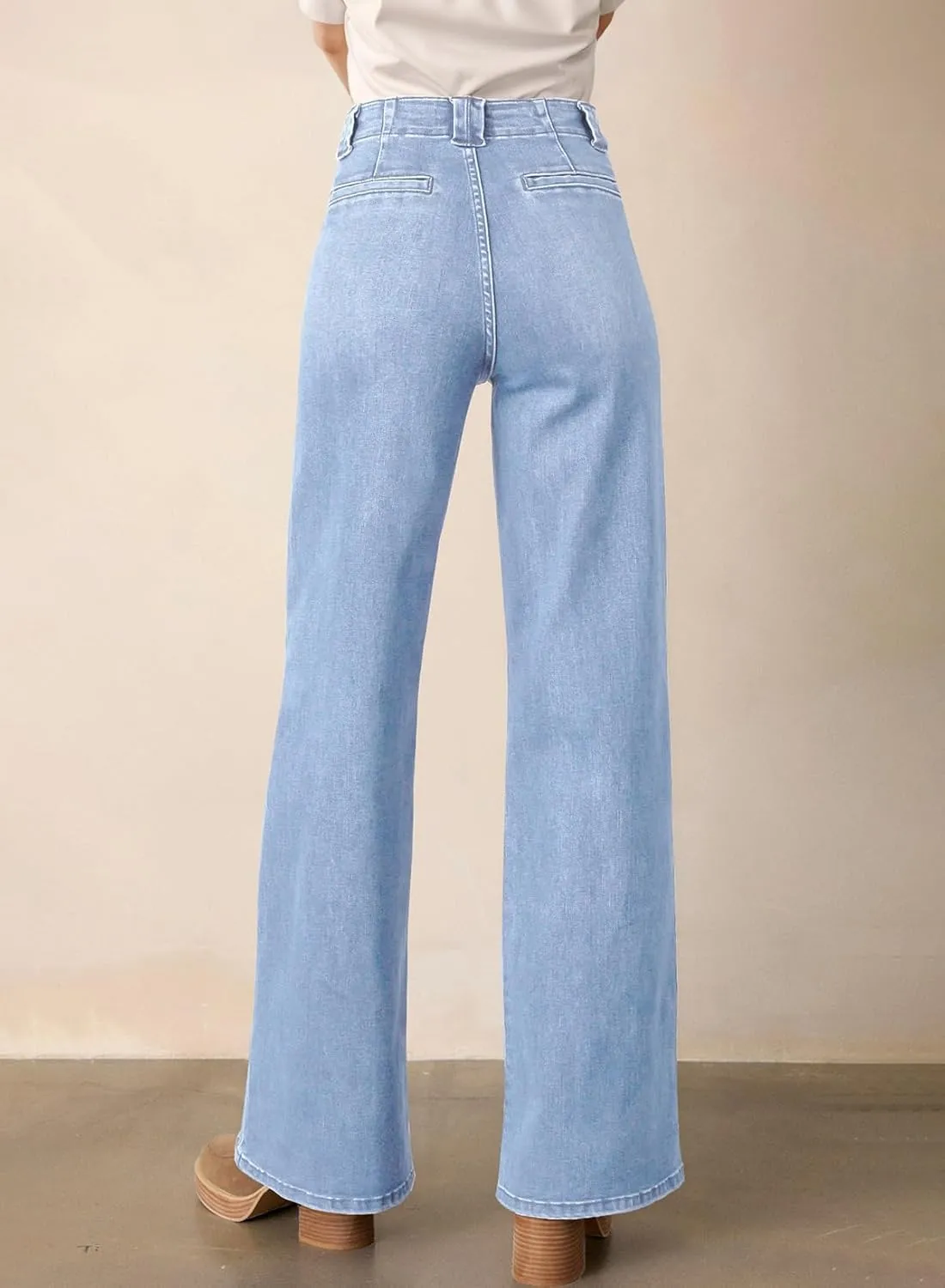 Astylish Womens High Waisted Straight Leg Jeans Stretchy Wide Leg Jeans Trendy Denim Pants