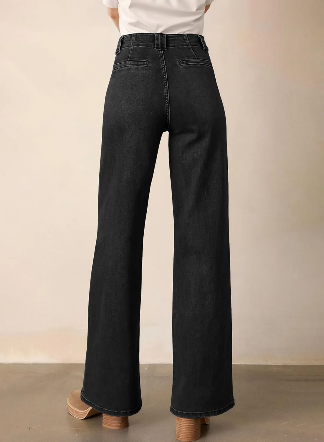 Astylish Womens High Waisted Straight Leg Jeans Stretchy Wide Leg Jeans Trendy Denim Pants