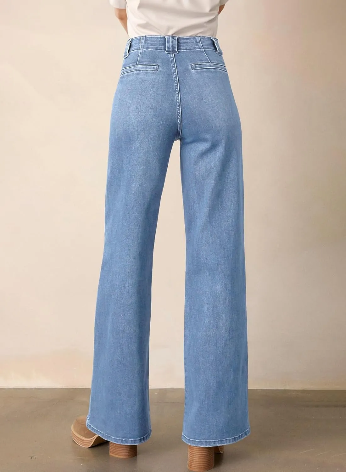 Astylish Womens High Waisted Straight Leg Jeans Stretchy Wide Leg Jeans Trendy Denim Pants