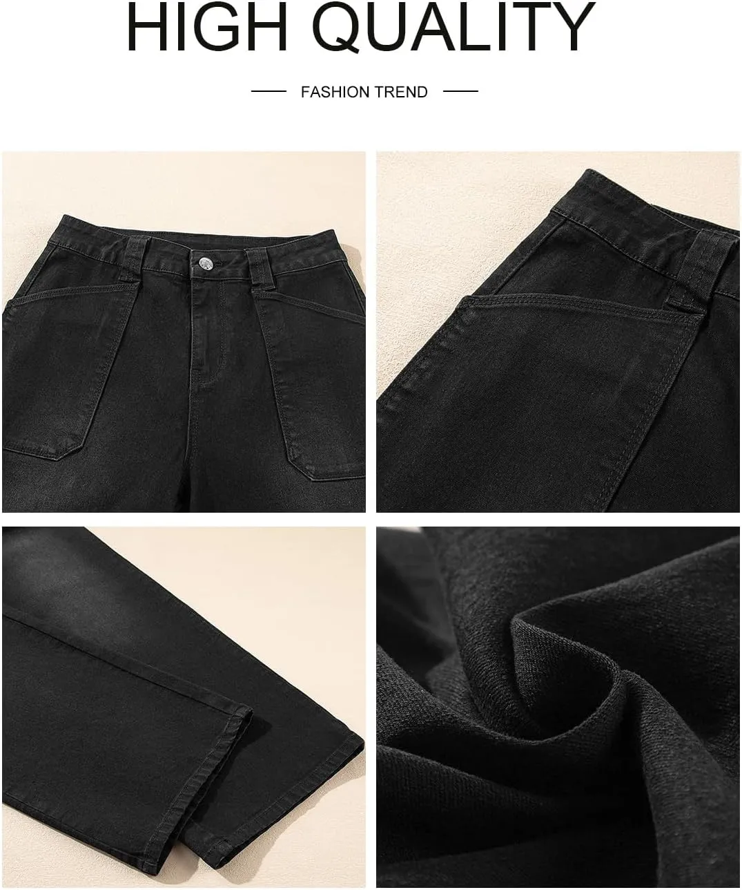 Astylish Womens High Waisted Straight Leg Jeans Stretchy Wide Leg Jeans Trendy Denim Pants