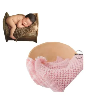 Babymoon Fringe Bubble Layer Basket Filler Baby Photography Blanket | Pink