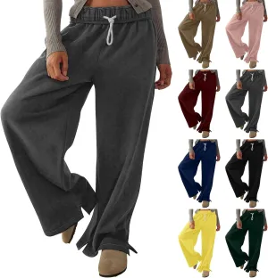 Baggy Wide Leg Sweatpants Women Fleece Interior Drawstring Cute Y2k Sweat Pants Athletic Works Joggers with Pockets