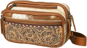 Bags OHG183A Fanny Pack Hand Tooled Hair-On Genuine Leather Women Bag Western Handbag Purse