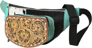 Bags OHG185A FANNY PACK Hand Tooled Hair-on Genuine Leather women bag western handbag purse