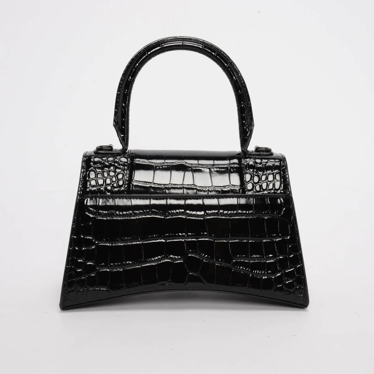 Balenciaga Black Croc Effect Small Hourglass Bag