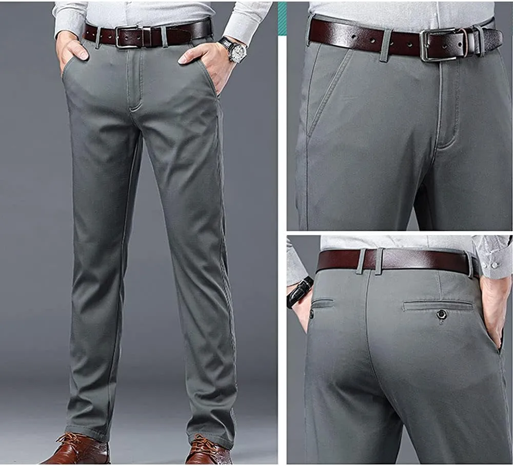 Banana Bucket Mens Casual Fashion Slim Fit Chinos Pants Stretch Flat-Front Skinny Dress Pants