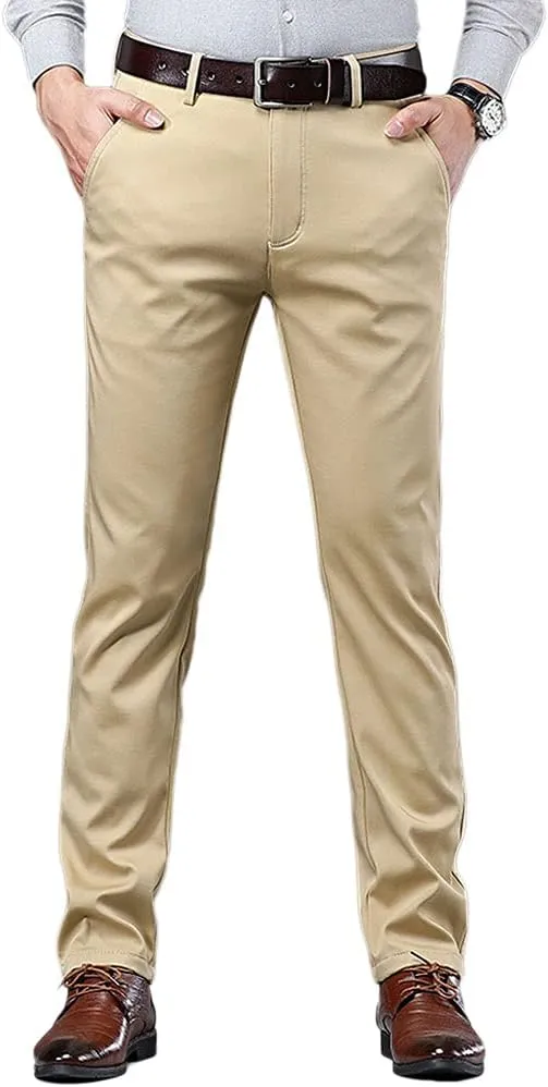 Banana Bucket Mens Casual Fashion Slim Fit Chinos Pants Stretch Flat-Front Skinny Dress Pants