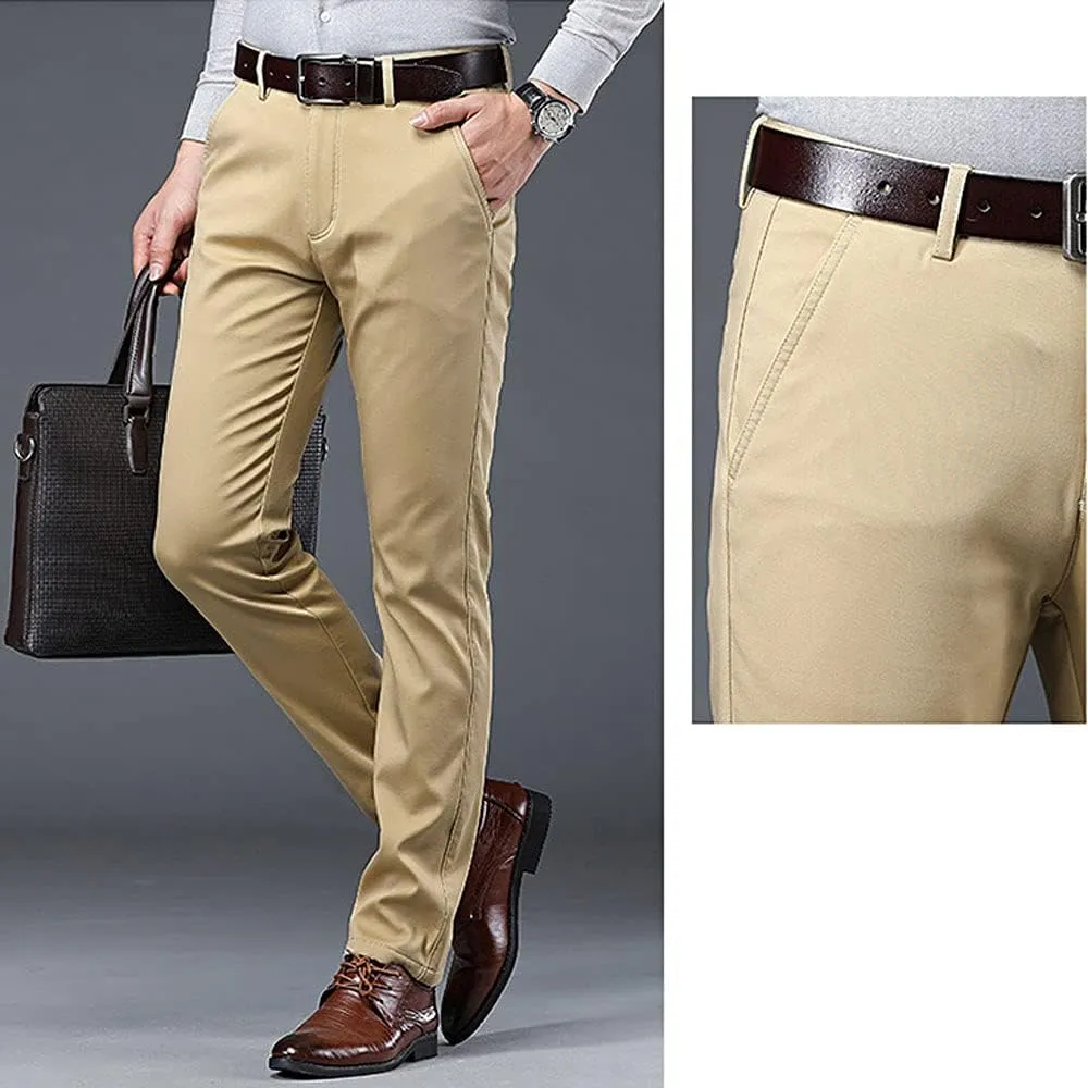 Banana Bucket Mens Casual Fashion Slim Fit Chinos Pants Stretch Flat-Front Skinny Dress Pants
