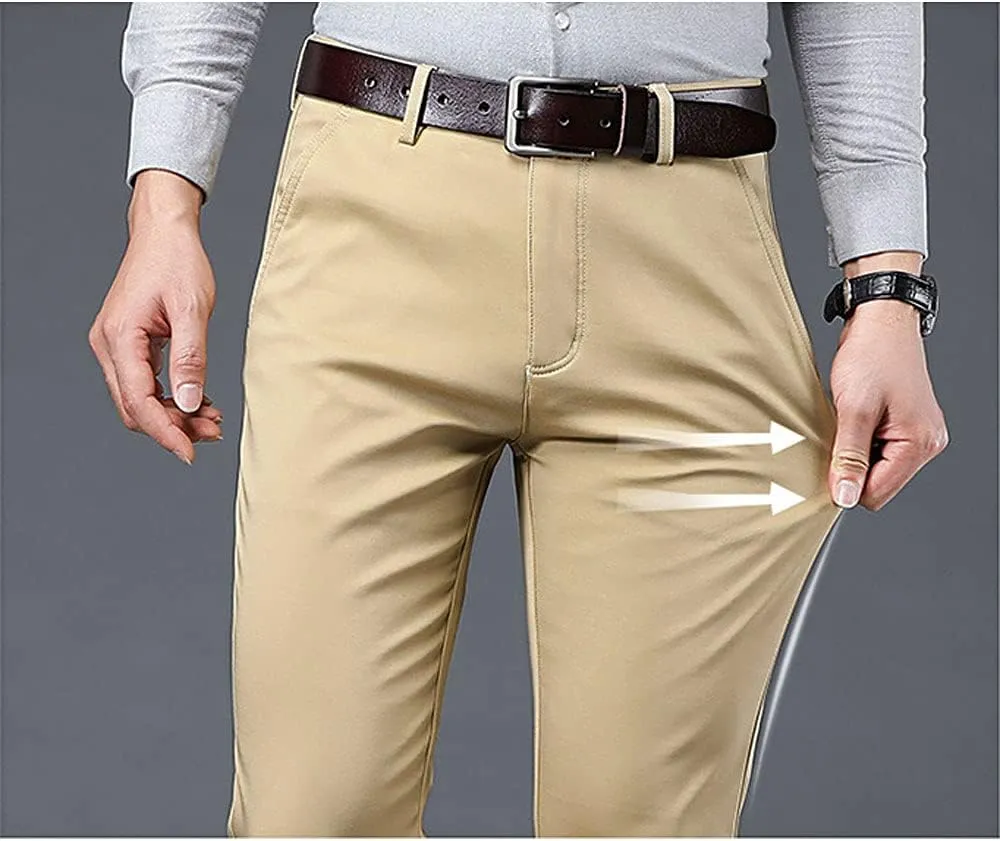 Banana Bucket Mens Casual Fashion Slim Fit Chinos Pants Stretch Flat-Front Skinny Dress Pants