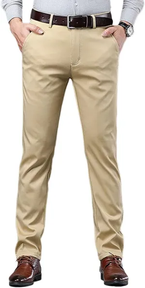Banana Bucket Mens Casual Fashion Slim Fit Chinos Pants Stretch Flat-Front Skinny Dress Pants