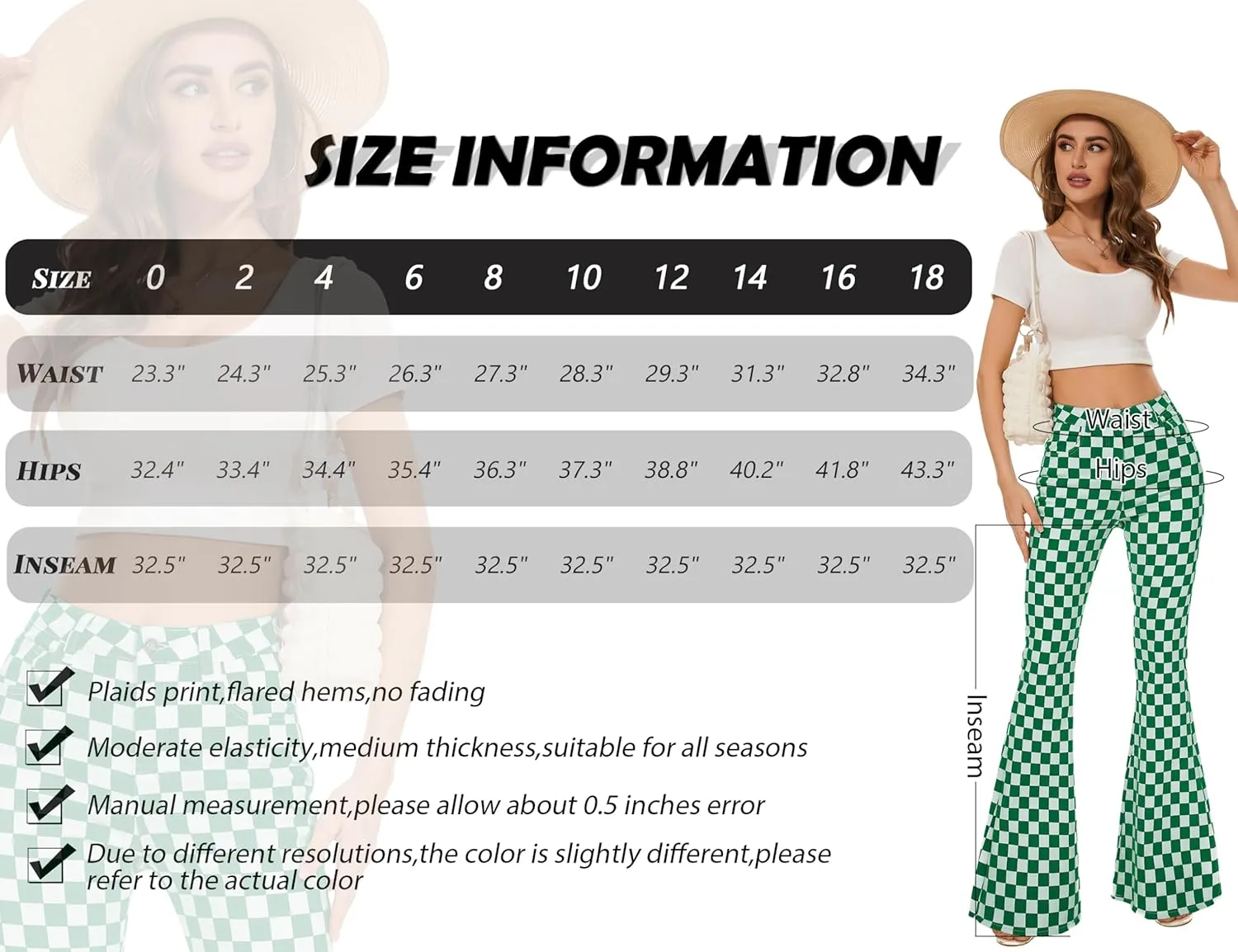 Bell Bottom Jeans for Women High Waisted Stretch Plaid Flare Jeans Denim Bootcut Pants