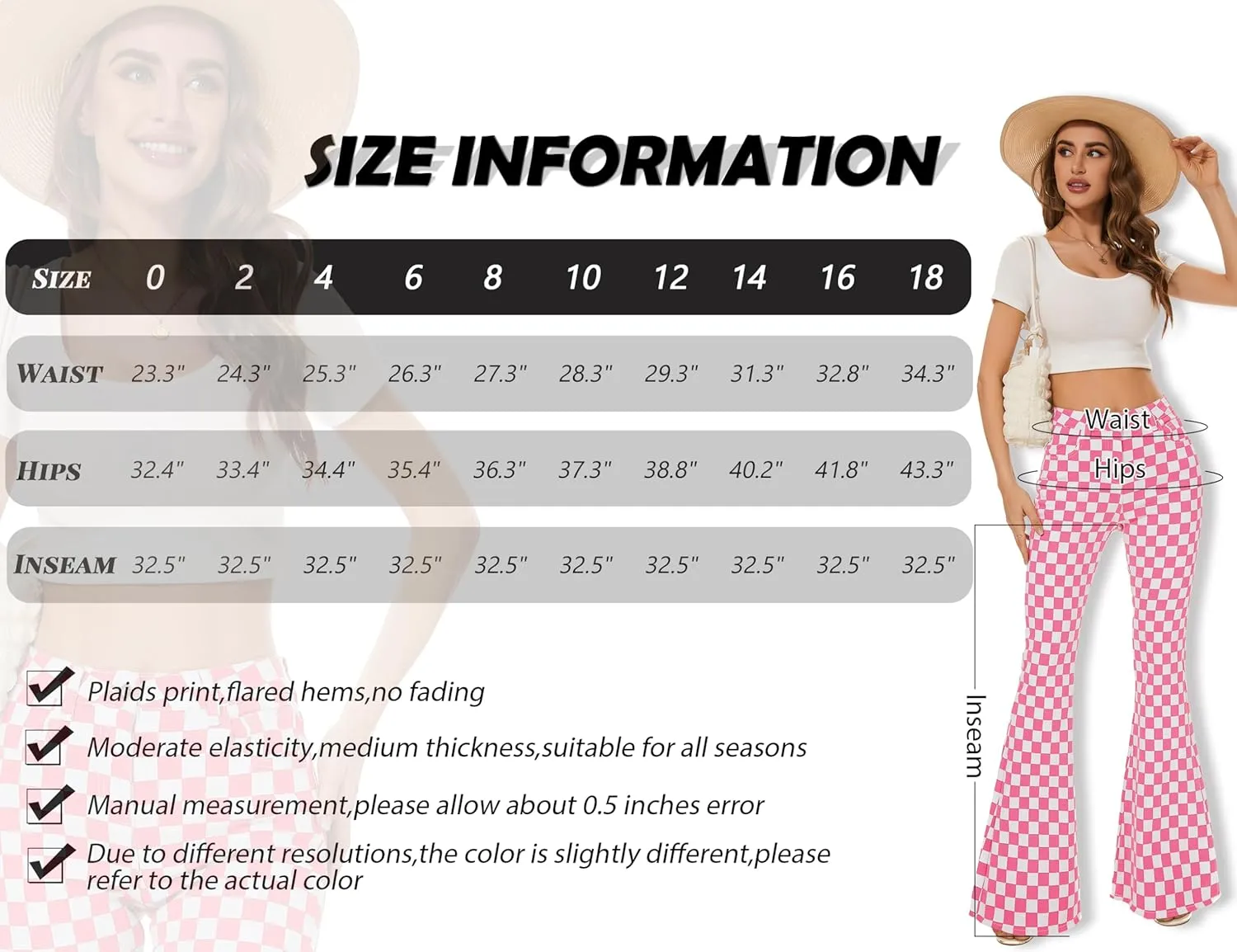 Bell Bottom Jeans for Women High Waisted Stretch Plaid Flare Jeans Denim Bootcut Pants