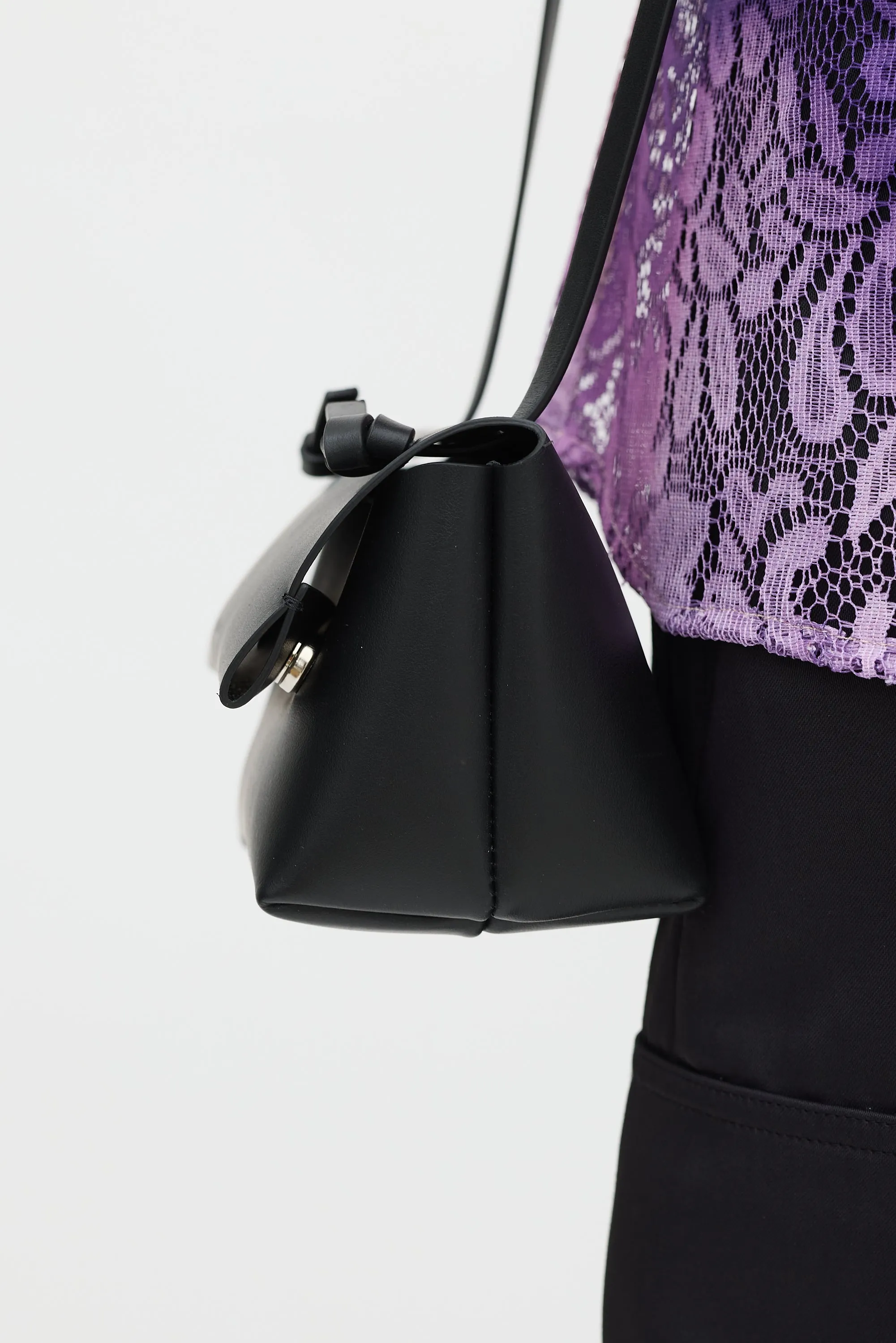 Black Leather Mini Pouch Bag