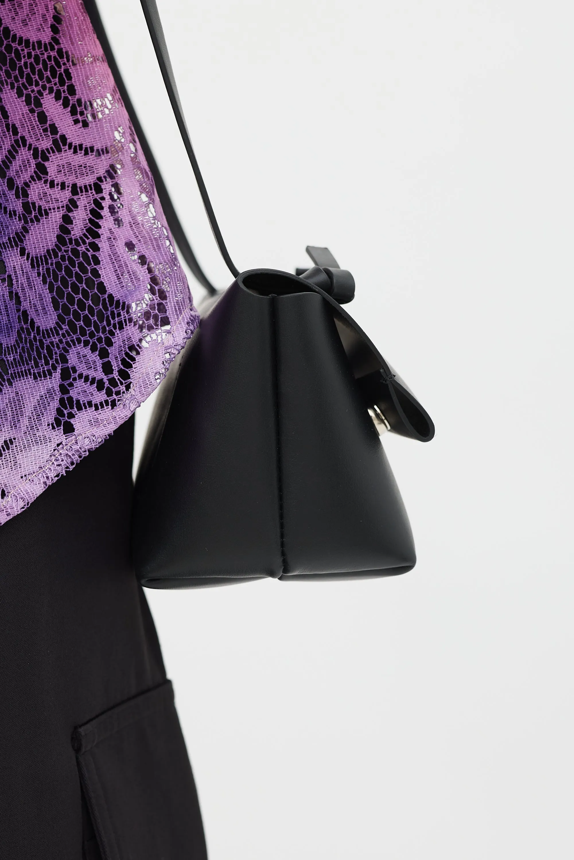 Black Leather Mini Pouch Bag