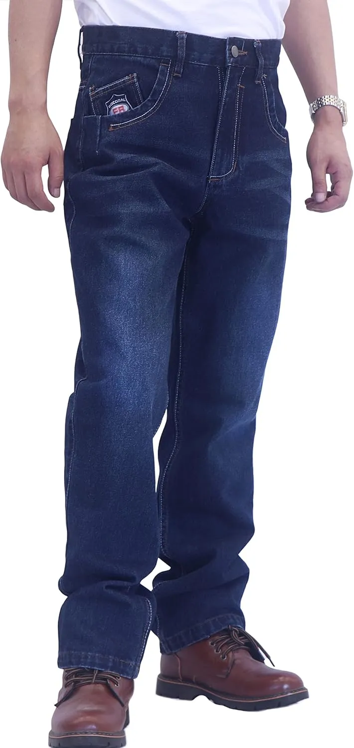 BOCOMAL FR Pants for Men Relax Fit Flame Resistant Jeans 14oz Heavy Duty Washed Work Jeans