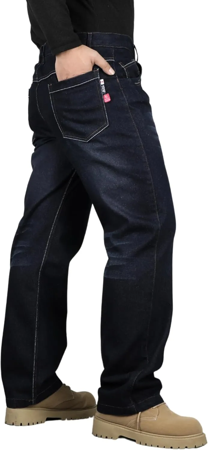 BOCOMAL FR Pants for Men Relax Fit Flame Resistant Jeans 14oz Heavy Duty Washed Work Jeans