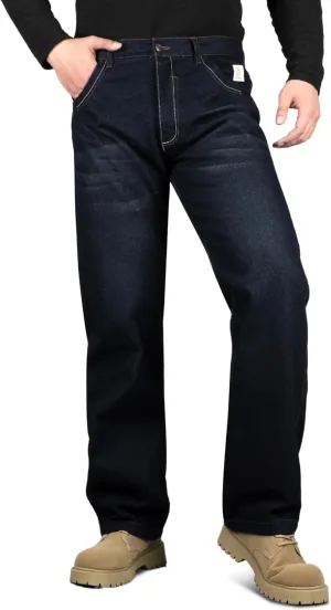 BOCOMAL FR Pants for Men Relax Fit Flame Resistant Jeans 14oz Heavy Duty Washed Work Jeans