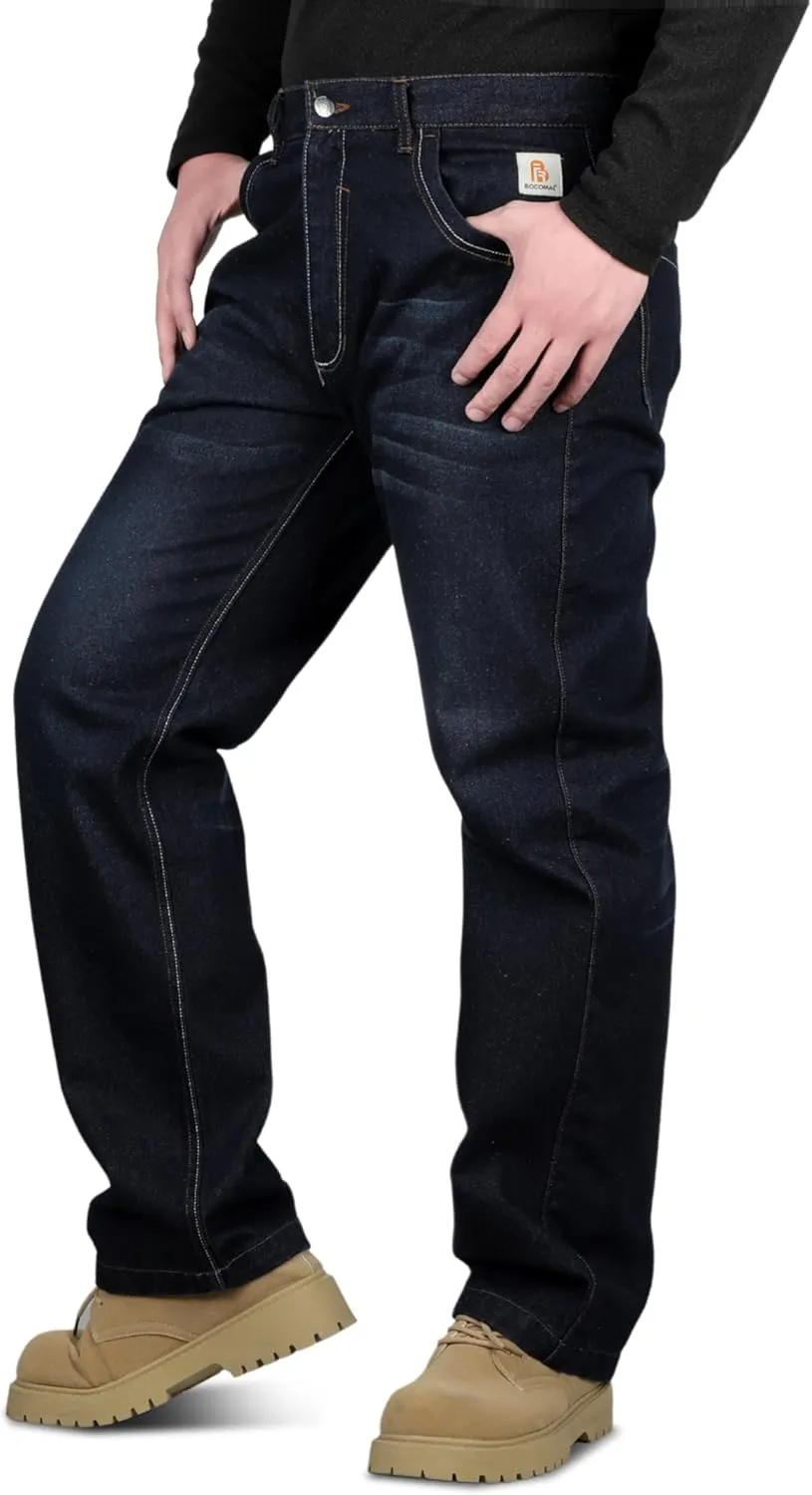 BOCOMAL FR Pants for Men Relax Fit Flame Resistant Jeans 14oz Heavy Duty Washed Work Jeans