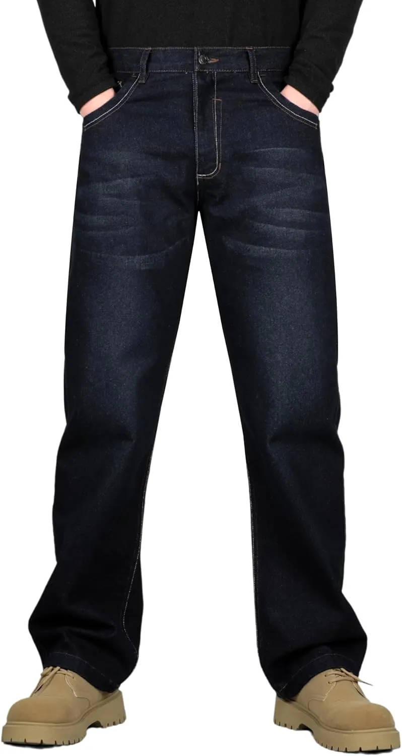 BOCOMAL FR Pants for Men Relax Fit Flame Resistant Jeans 14oz Heavy Duty Washed Work Jeans