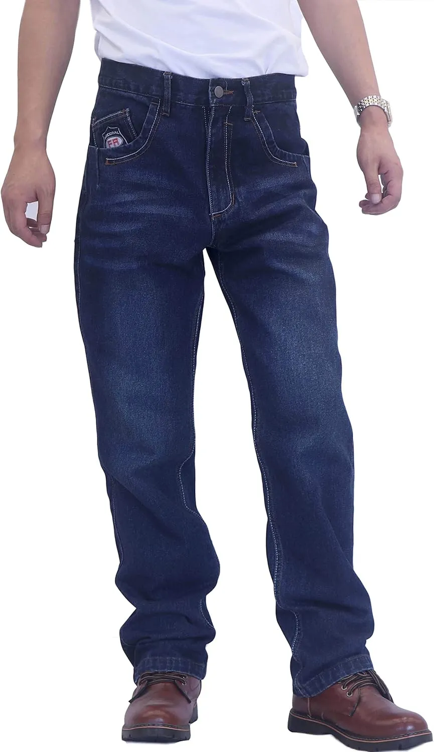BOCOMAL FR Pants for Men Relax Fit Flame Resistant Jeans 14oz Heavy Duty Washed Work Jeans