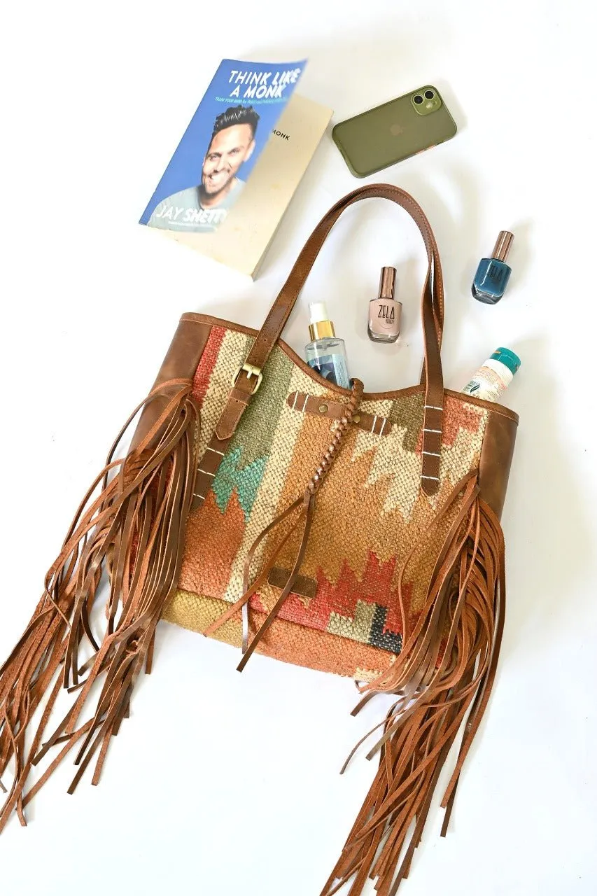 BOHEMIAN - KILIM and LEATHER  BAG