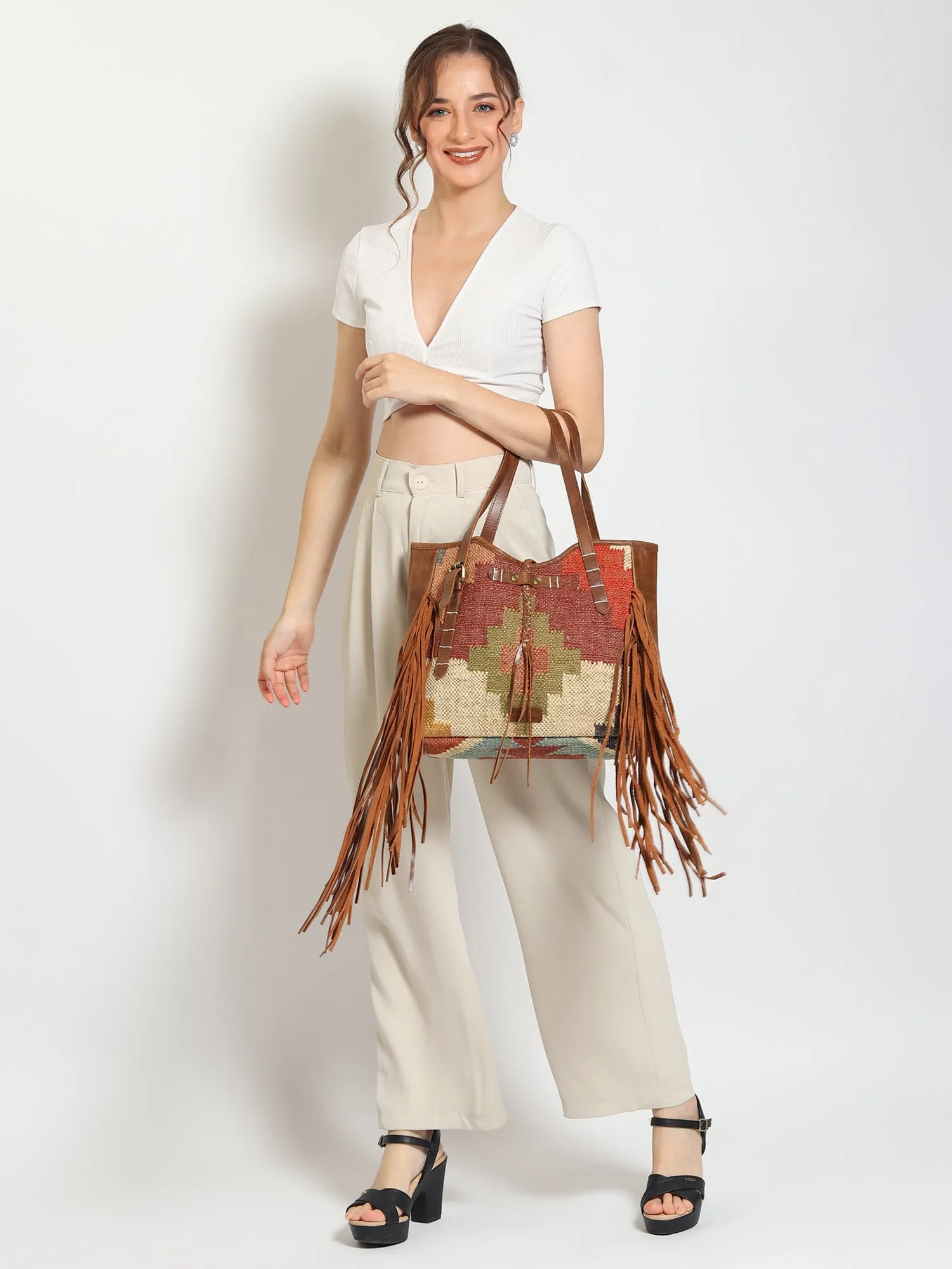 BOHEMIAN - KILIM and LEATHER  BAG