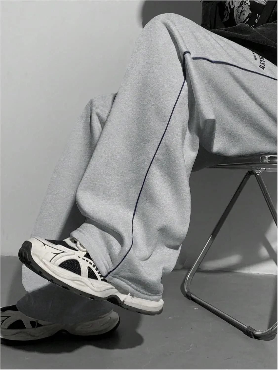 Boy's Letter Graphic Wide Leg Sweatpants Drawstring High Waist Baggy Pants Track Pants Joggers