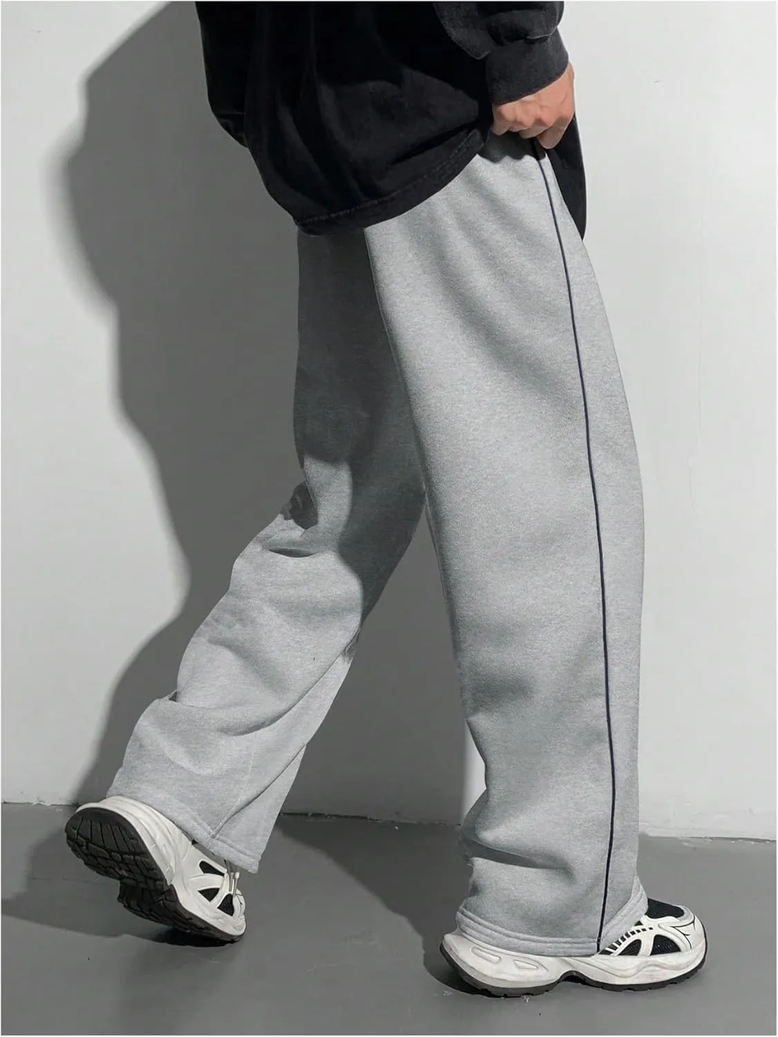 Boy's Letter Graphic Wide Leg Sweatpants Drawstring High Waist Baggy Pants Track Pants Joggers