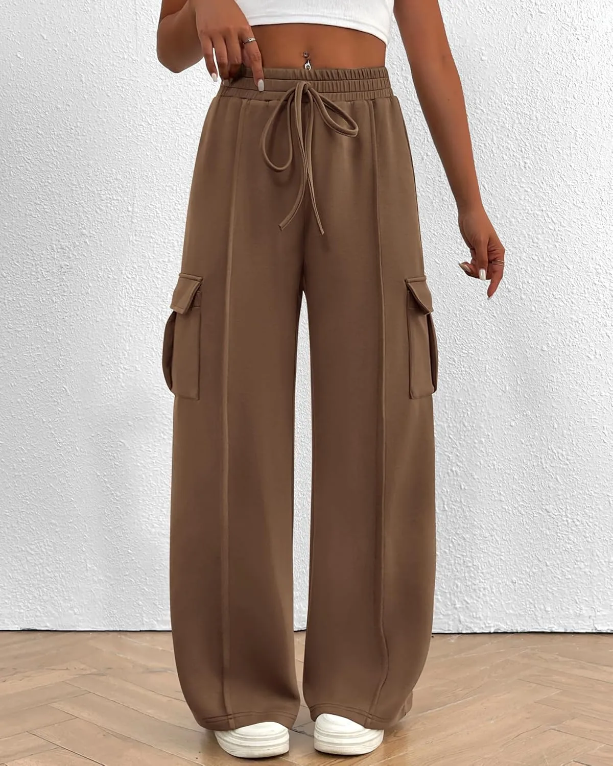 BTFBM Women's Running Sweatpants Fall Baggy Wide Leg Lounge Pants Casual Workout Joggers Pants with Pockets