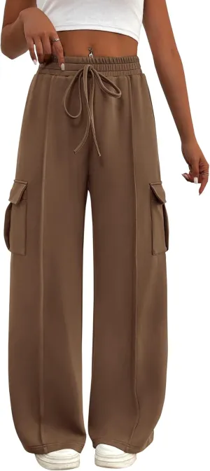 BTFBM Women's Running Sweatpants Fall Baggy Wide Leg Lounge Pants Casual Workout Joggers Pants with Pockets