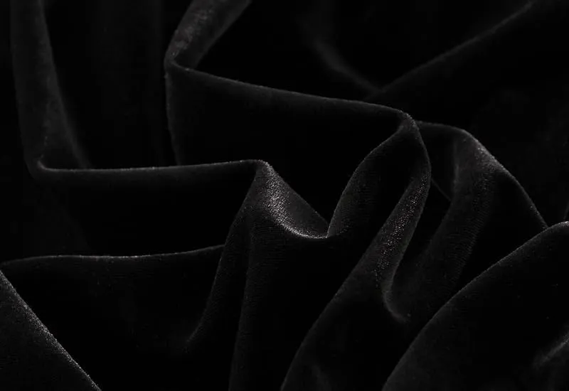 CAMDOM Elegant High Waist Velvet Skirt, Black with White Pleated Hem, A-Line Midi Skirt
